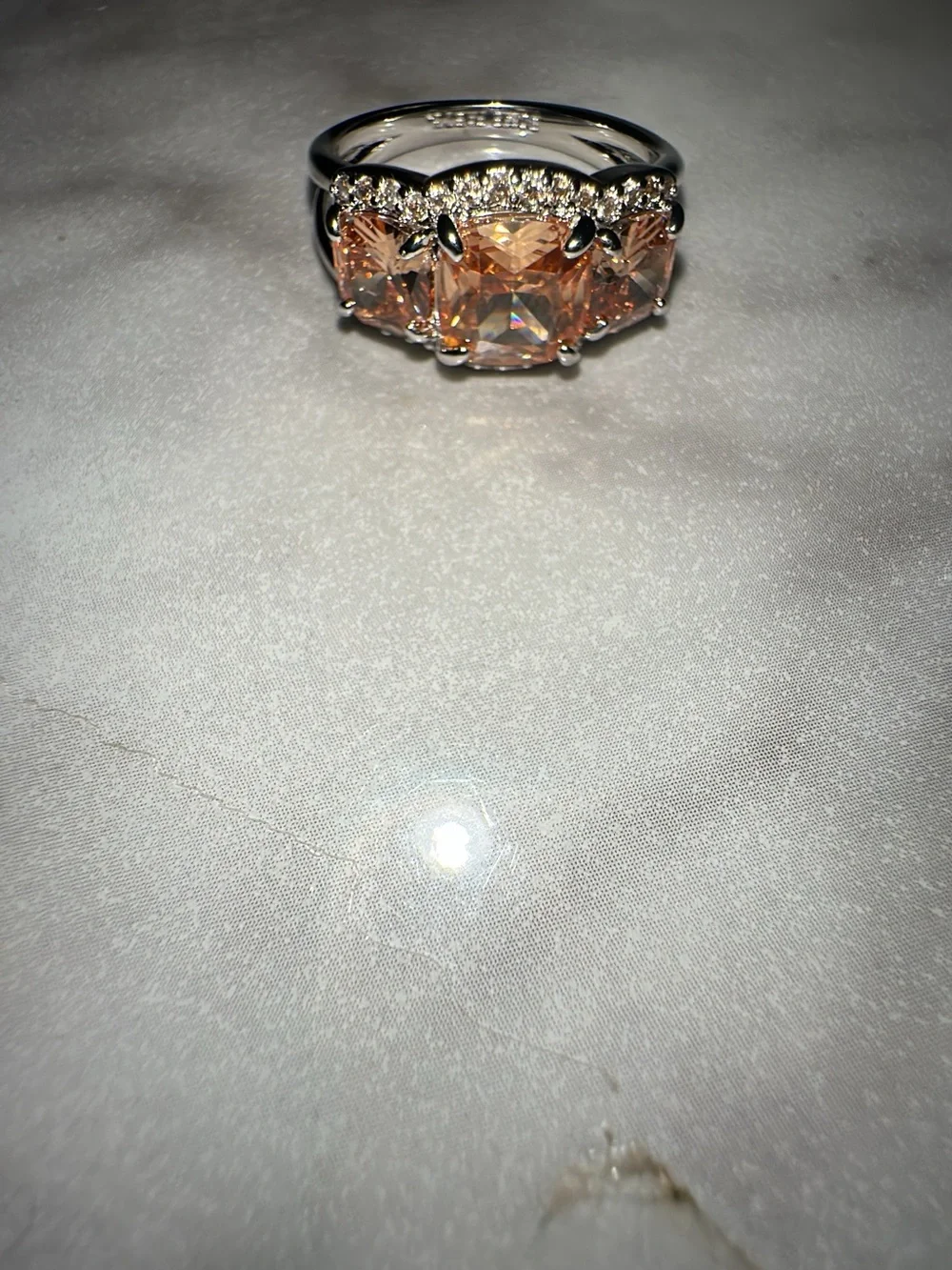 Bomb Party Orange Sapphire Three-Stone Cocktail Ring